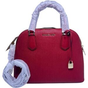 NWT MICHAEL Michael Kors Red Large Dome Satchel Adele Scarlet Crossbody